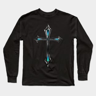 Silver and Blue Cross Clothing (any colour) Long Sleeve T-Shirt